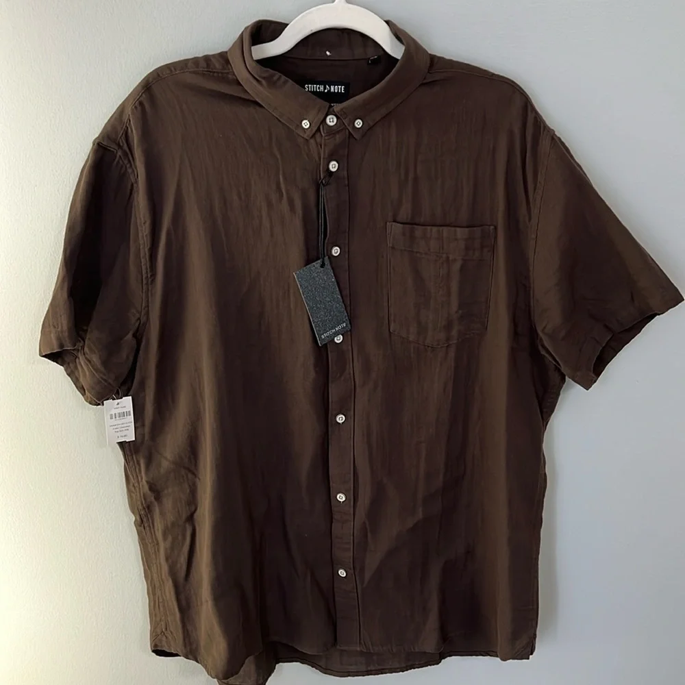 NWT Stitch Note Men's Short Sleeve Dress Shirt / Size XXL - Picture 1 of 11